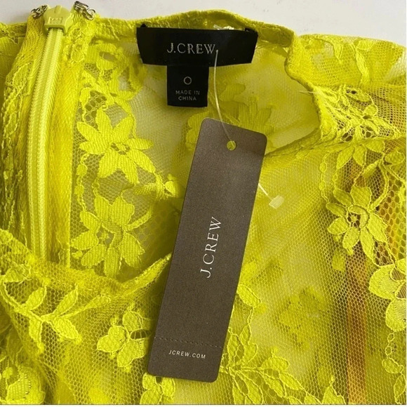 NEW J Crew 3/4 sleeve Chantilly lace dress Whimsigoth bright kiwi Victorian - Picture 13 of 16
